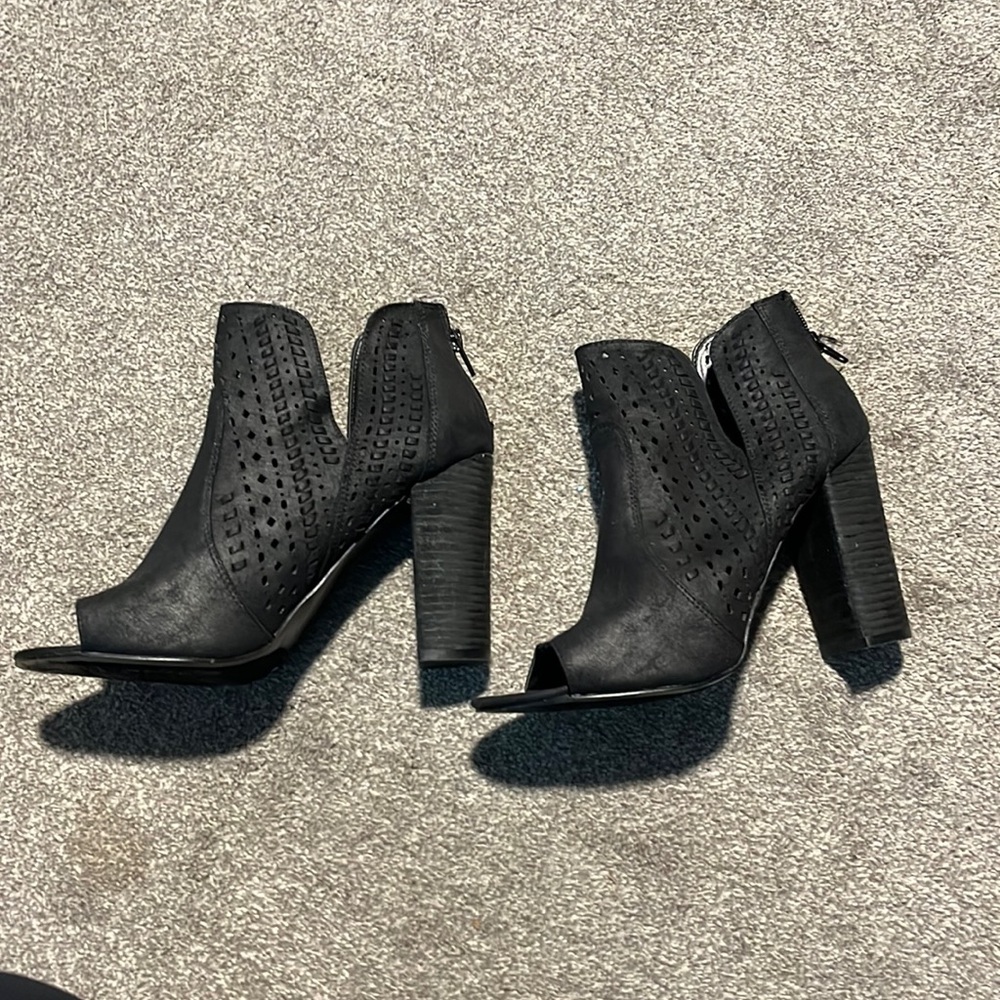 Carlos black peep toe booties
